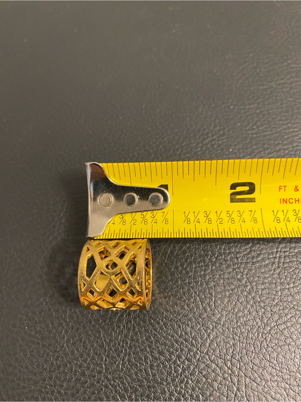 Tory Burch Gold Openwork Logo Dome Ring, scarf ring, or pendant - Picture 3 of 9